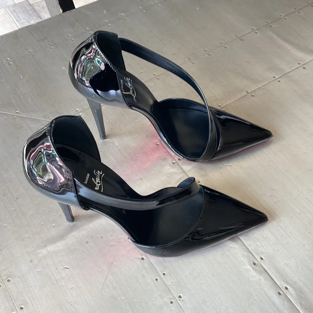 Christian louboutin ograde patent black stiletto sz 41